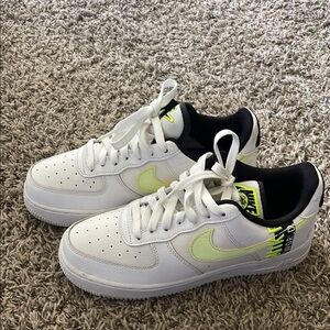 Nike White and Yellow Athletic Shoes with Neon Accents